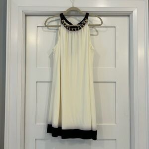 Jessica Howard Cream and Black A-Line Midi Dress